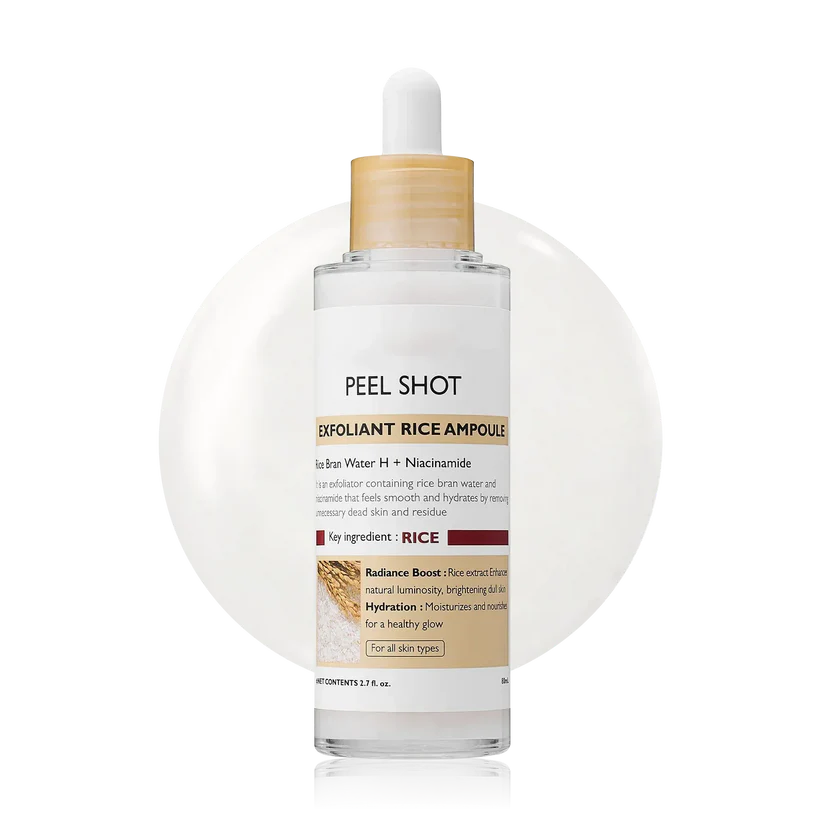Nexisify® Peel Shot Glow Rice Ampoule Duo - Serums for Brightening, Exfoliating, and Moisturizing - Suitable for All Skin Types