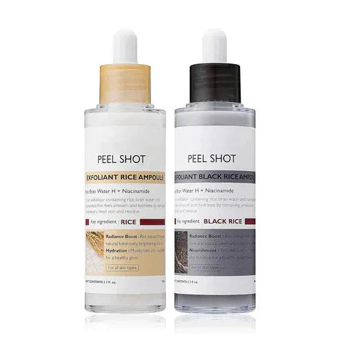 Nexisify® Peel Shot Glow Rice Ampoule Duo - Serums for Brightening, Exfoliating, and Moisturizing - Suitable for All Skin Types