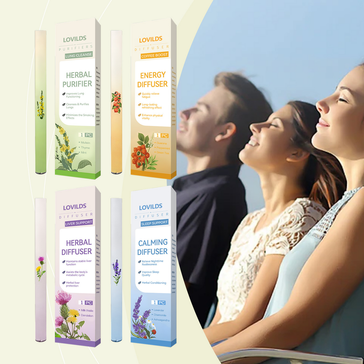 Breathe LOVILDS™ Mullein Relaxation Stick – Soothes Lungs, Detoxifies, Freshens Breath