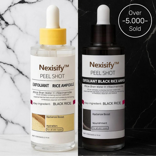 Nexisify® Peel Shot Glow Rice Ampoule Duo - Serums for Brightening, Exfoliating, and Moisturizing - Suitable for All Skin Types