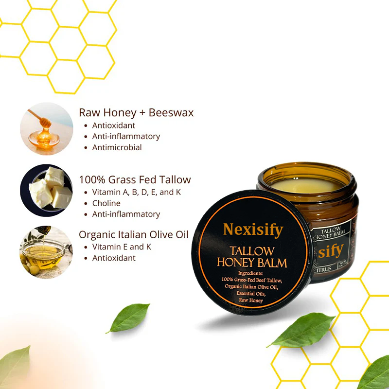 💓Nexisify® Orange Flavoured Organic Tallow Moisturising Honey Balm